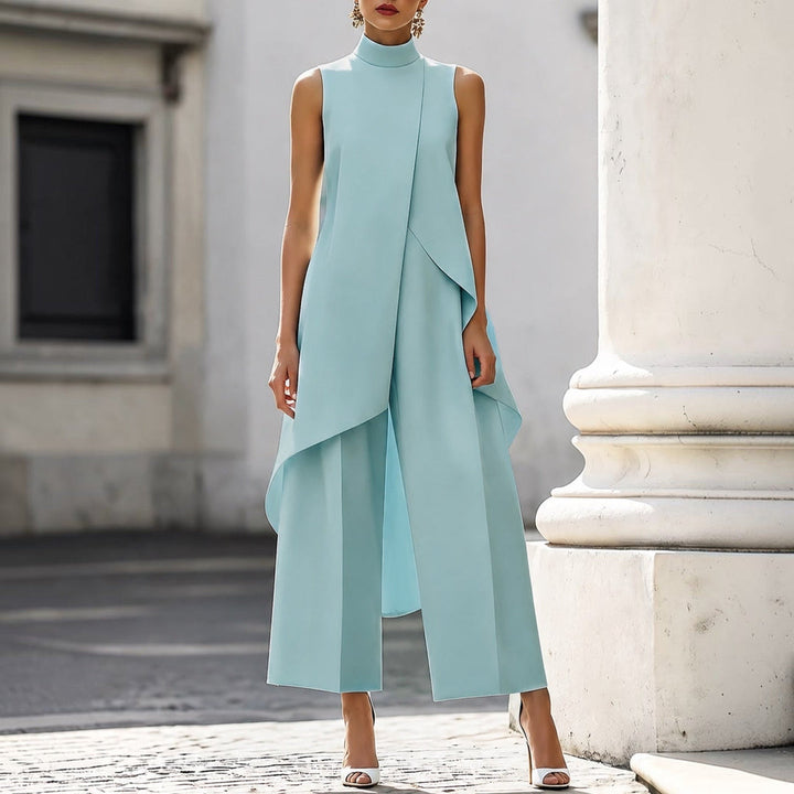 Valentina | Elegant Jumpsuit with High-Neck Draped Top