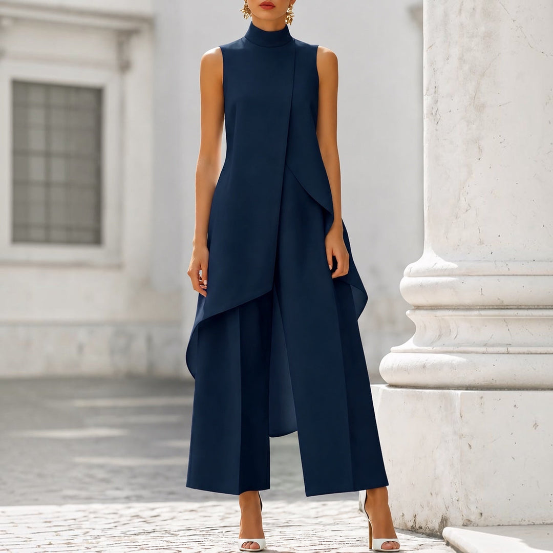 Valentina | Elegant Jumpsuit with High-Neck Draped Top