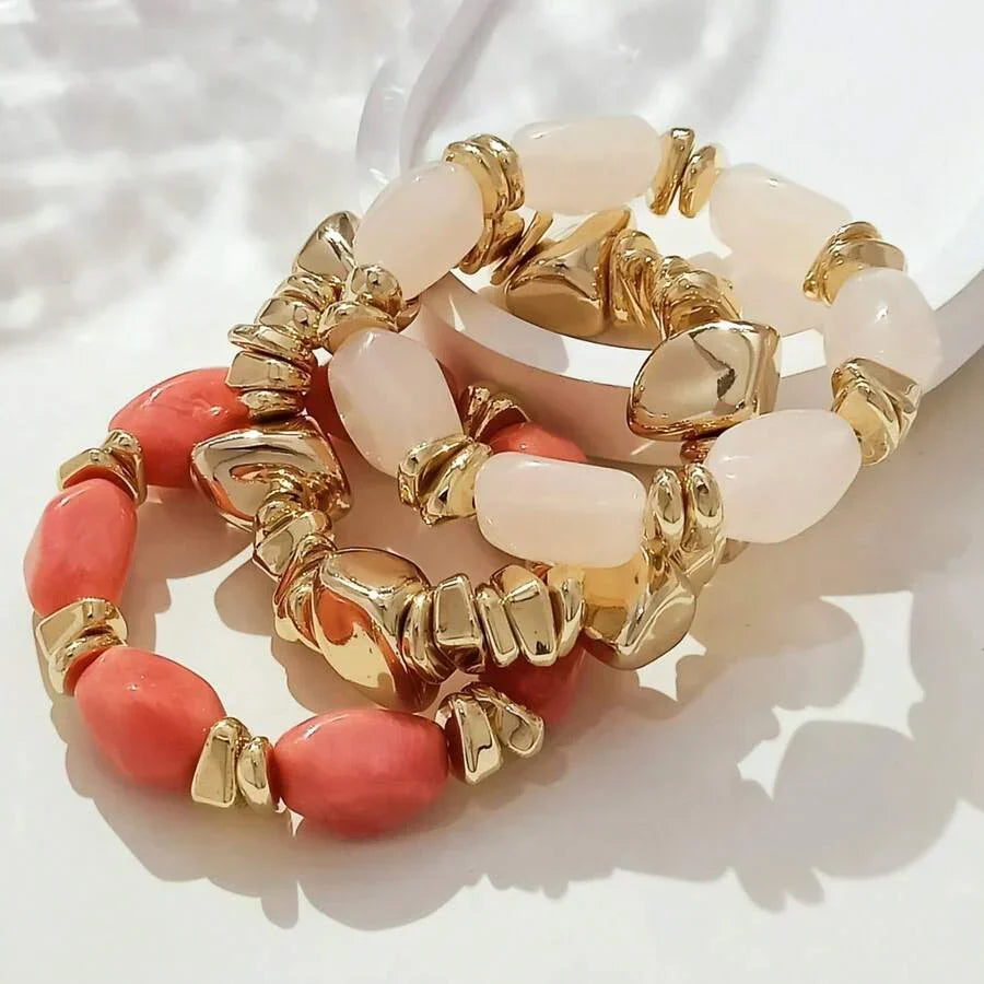 Bohemian Retro Geometric Thick Acrylic Beaded Bracelet