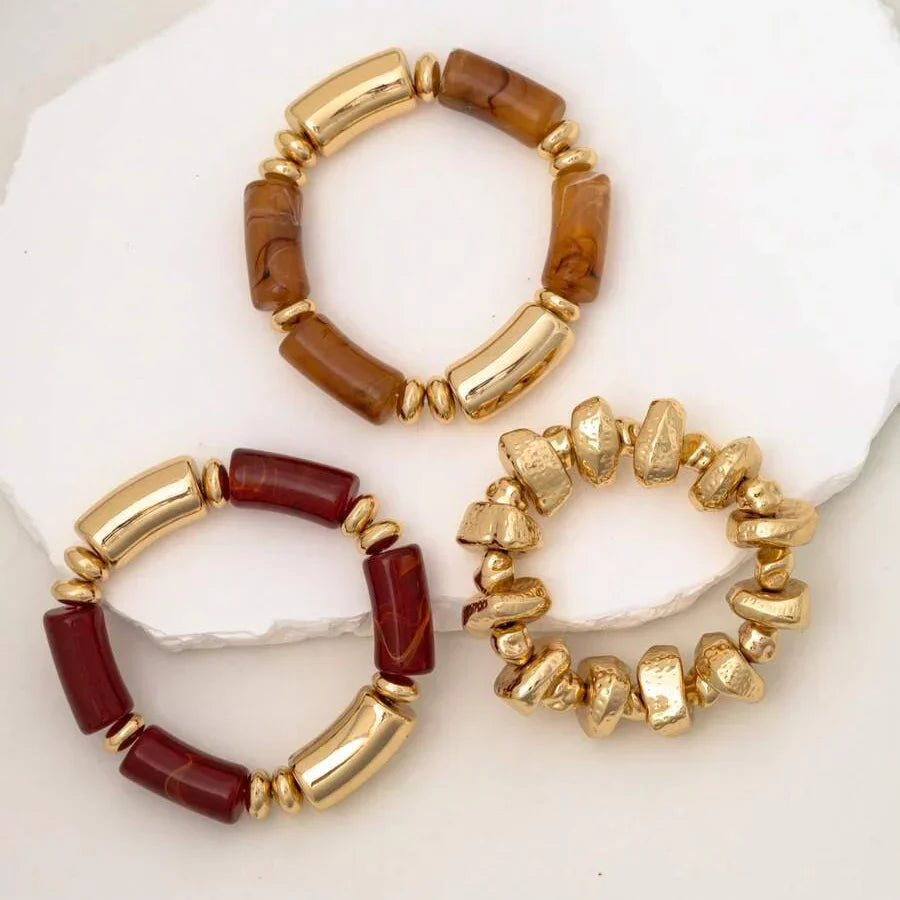 Bohemian Retro Geometric Thick Acrylic Beaded Bracelet