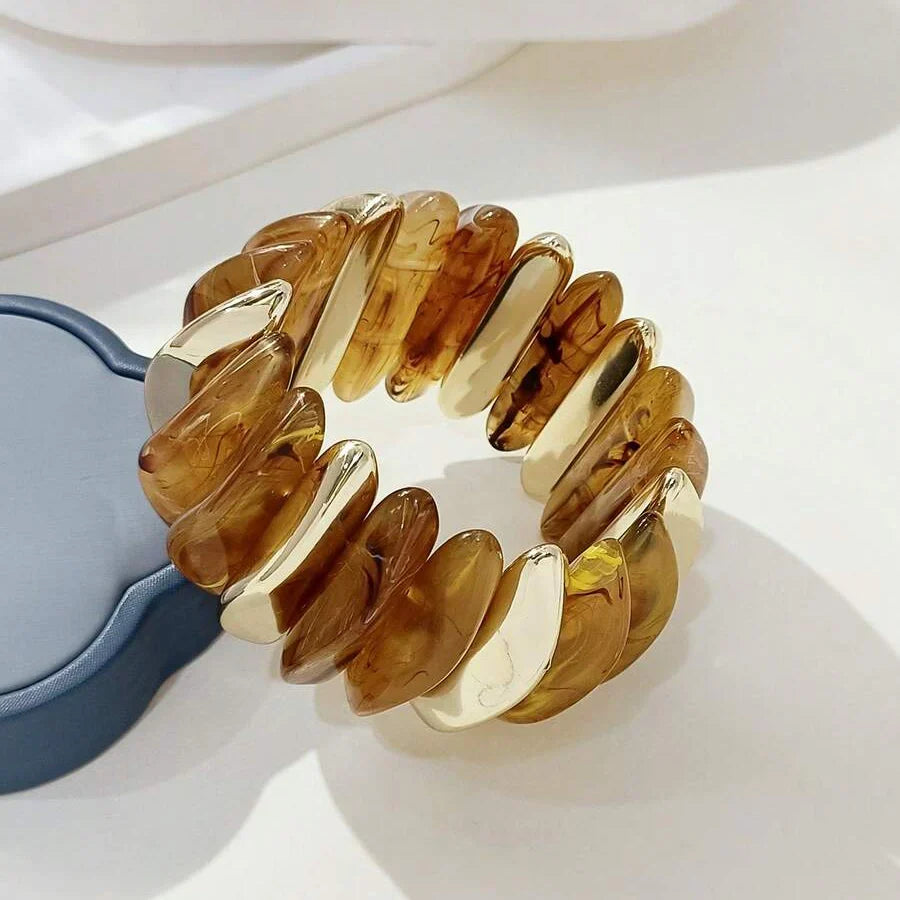 Bohemian Retro Geometric Thick Acrylic Beaded Bracelet