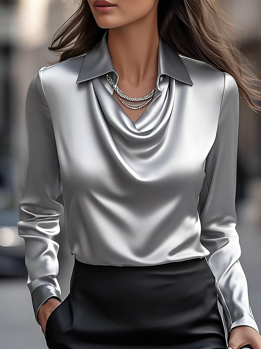 Nyx | Elegant Draped Neckline Women’s Top