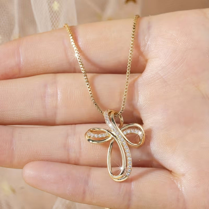 Pavé Infinity Cross Necklace