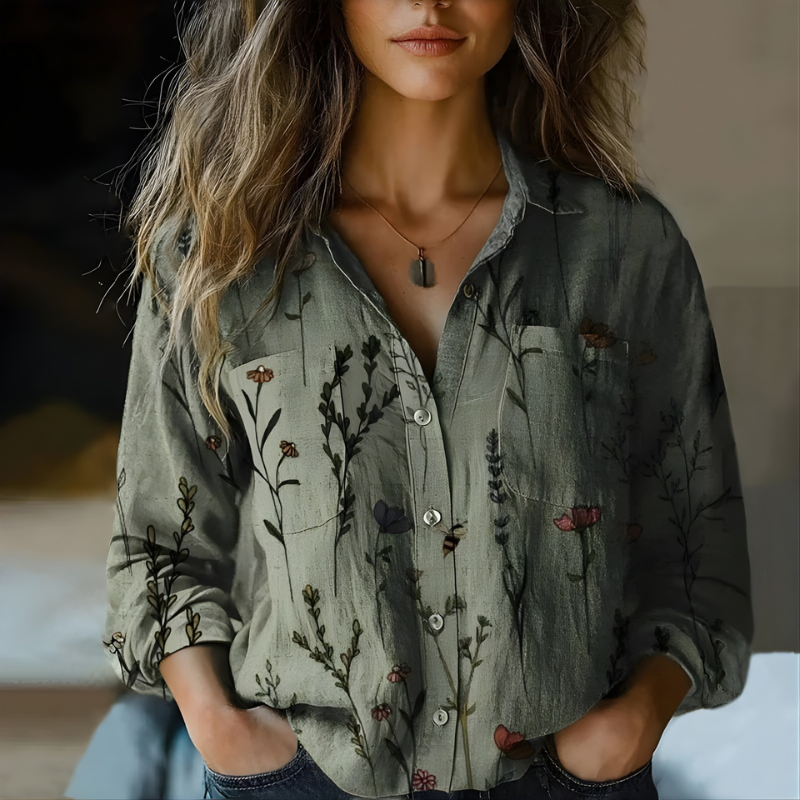 Natalie™ Printed Vintage Blouse