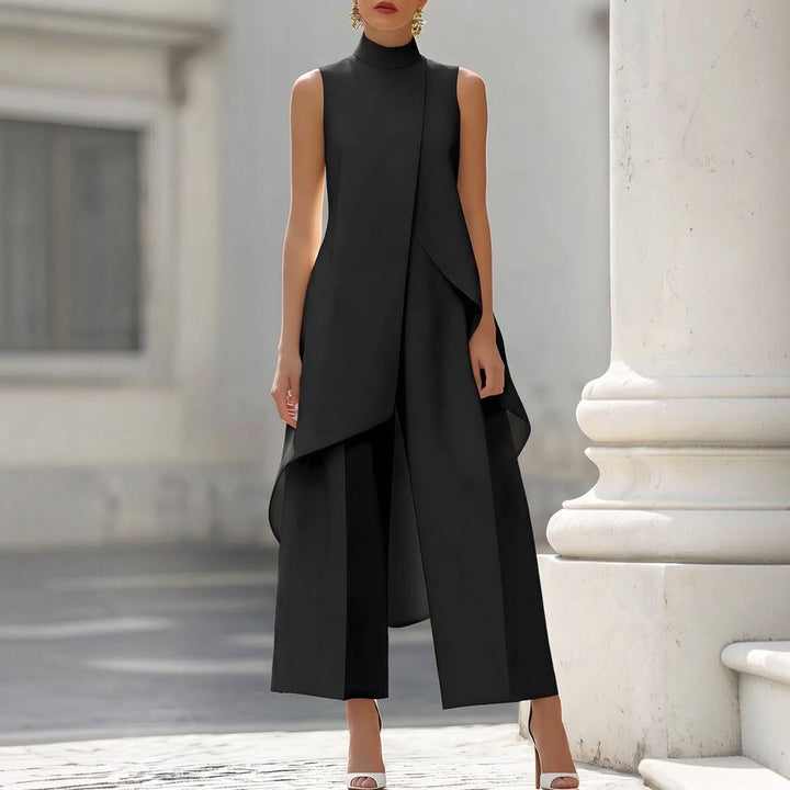 Valentina | Elegant Jumpsuit with High-Neck Draped Top