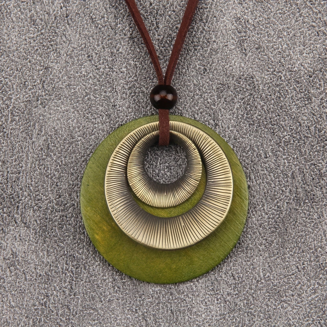 Vintage Style Layered Zinc Alloy Disc Long Pendant Necklace