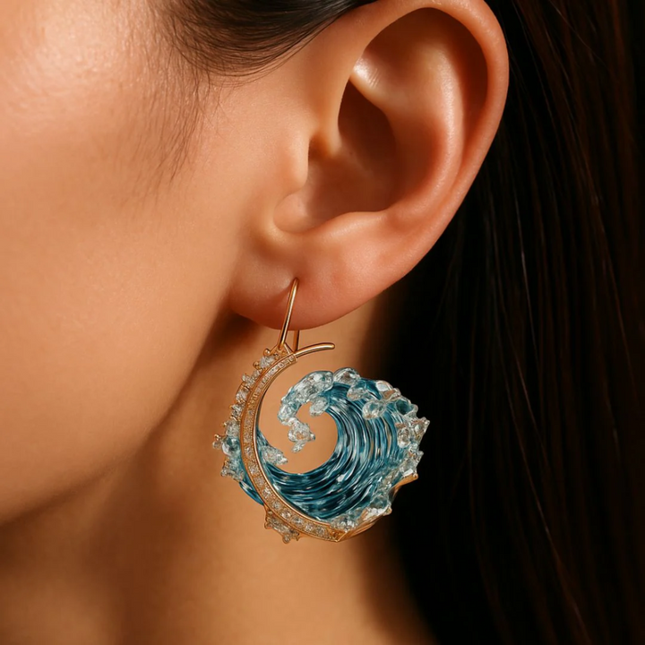 Ocean Wave Gold Earrings