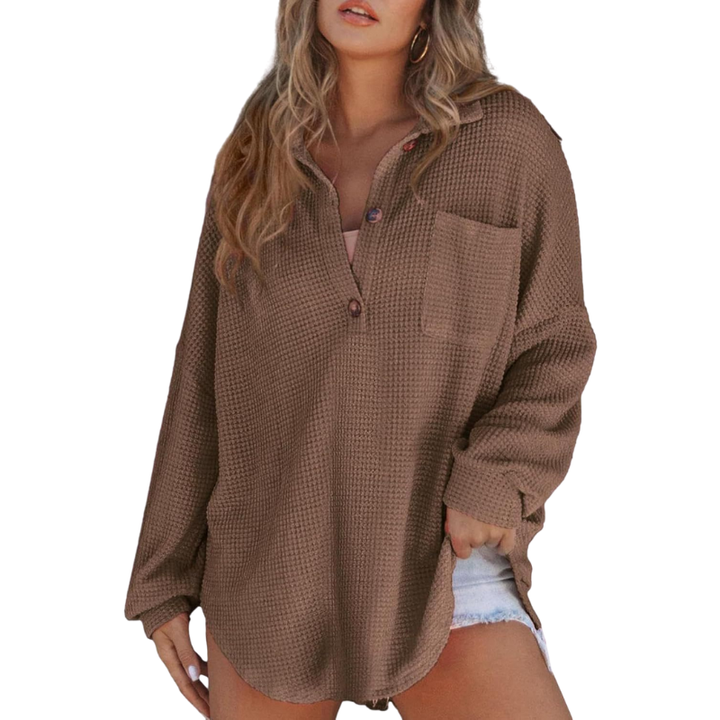 Nova™ Casual Lightweight Button V Neck Tunic Blouse