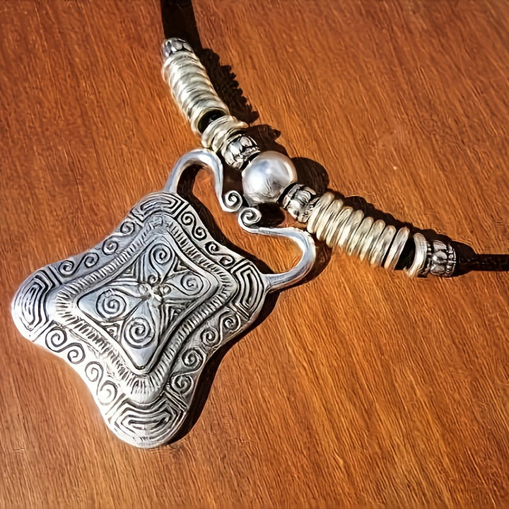 Vintage Antique Geometric Tribal Pendant Necklace