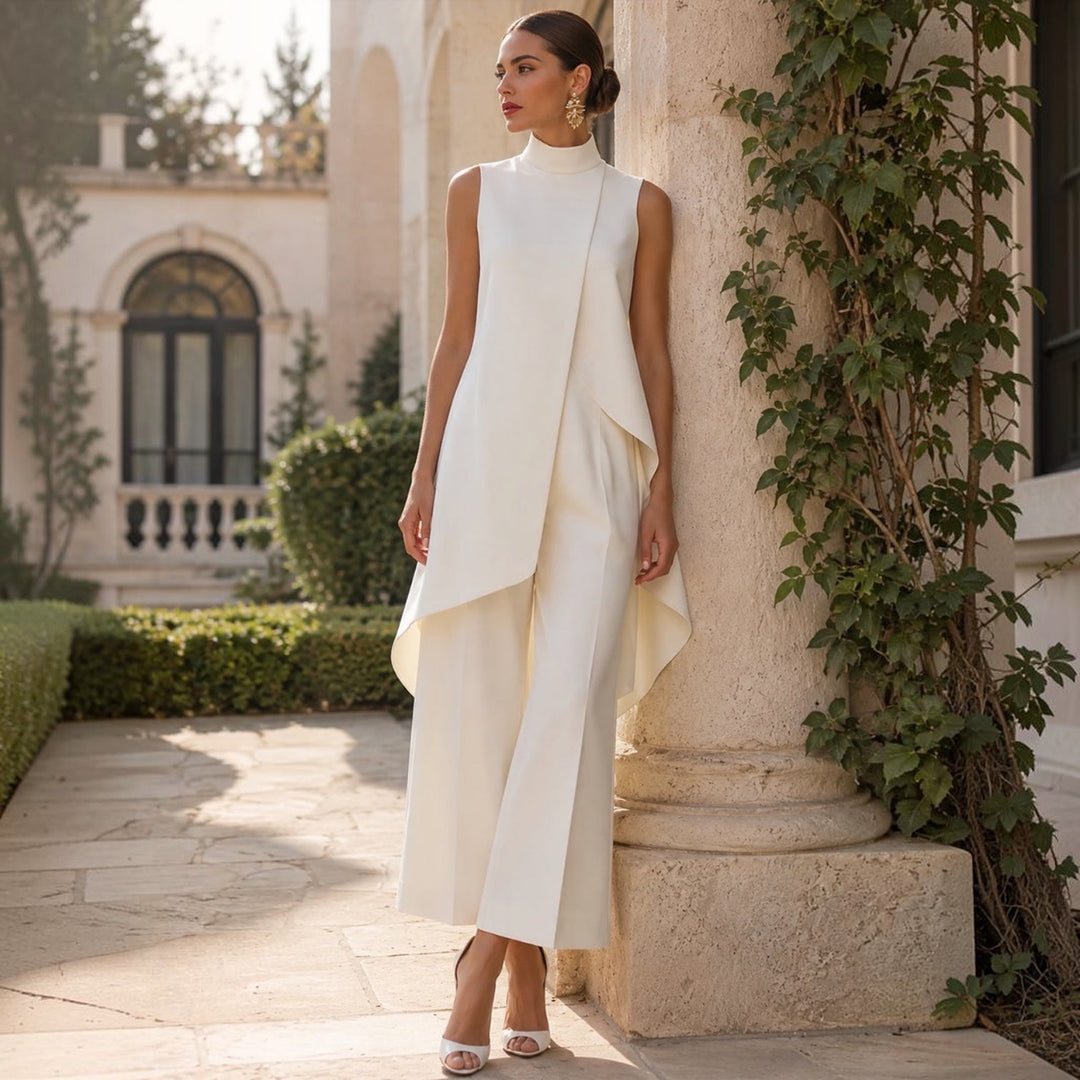 Valentina | Elegant Jumpsuit with High-Neck Draped Top