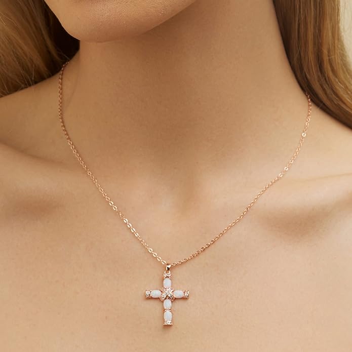 Opal Cross Necklace