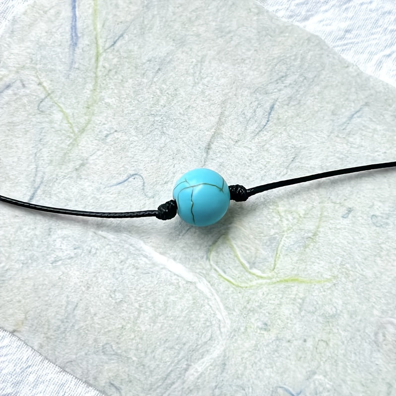 Bohemian Turquoise Stone Bead Adjustable Necklace