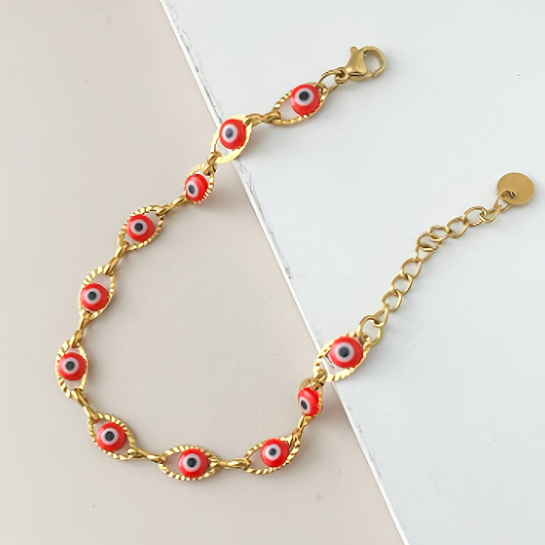 Minimalist Evil Eye Gold Plated Tennis Bracelet