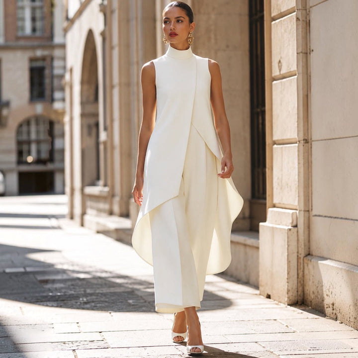 Valentina | Elegant Jumpsuit with High-Neck Draped Top