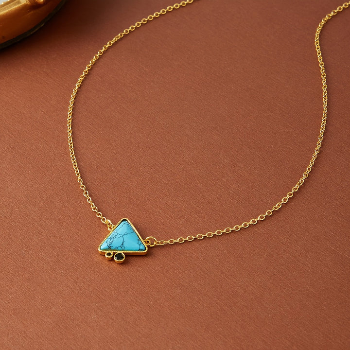 Elegant Geometric Turquoise Triangle Pendant Necklace