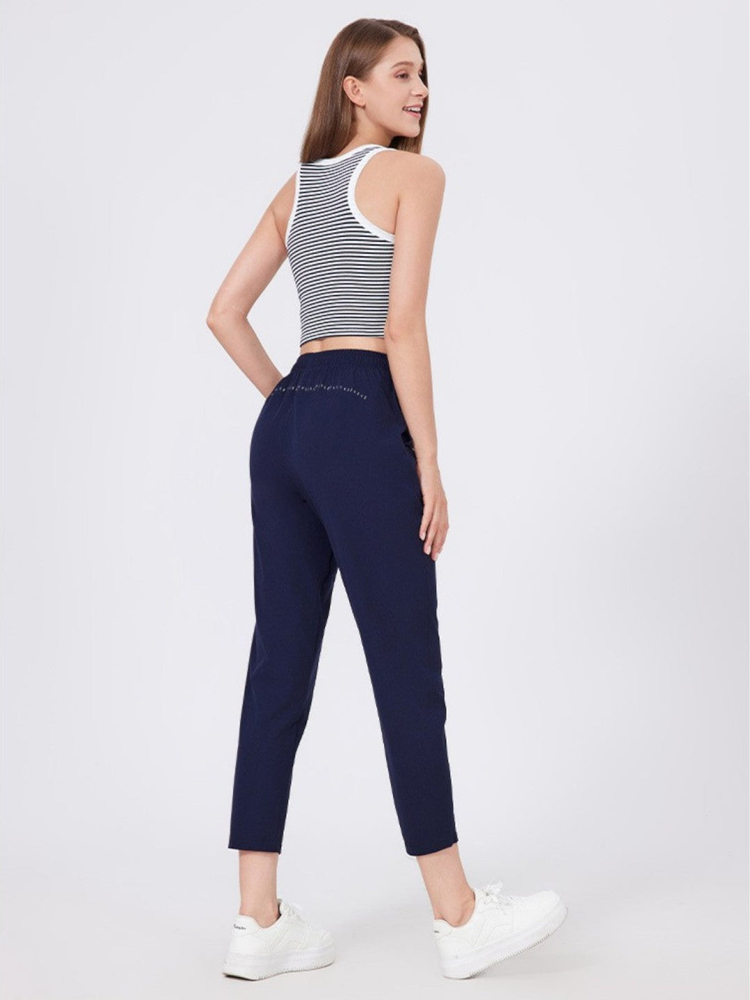 Seren Striped Crew Neck Sleeveless Top