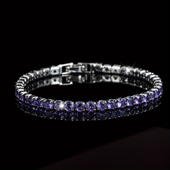 Elegant Boho Purple Zirconia Crystal Tennis Bracelet