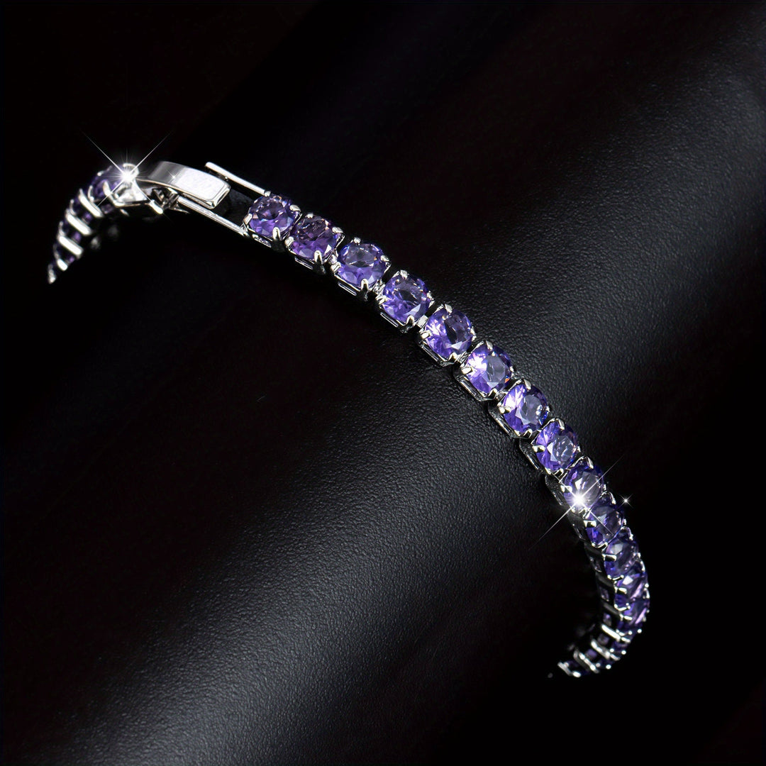 Elegant Boho Purple Zirconia Crystal Tennis Bracelet