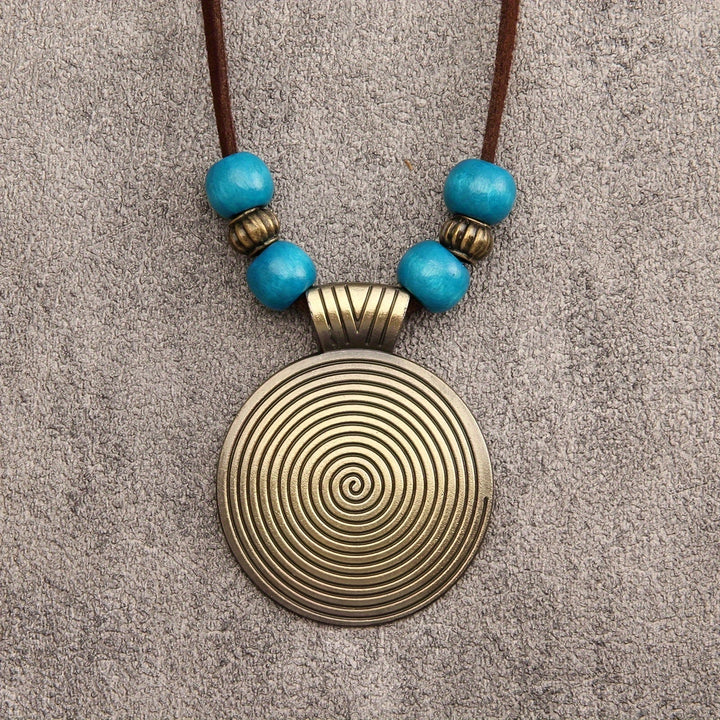 Vintage Twelve Constellations Wooden Beaded Pendant Necklace