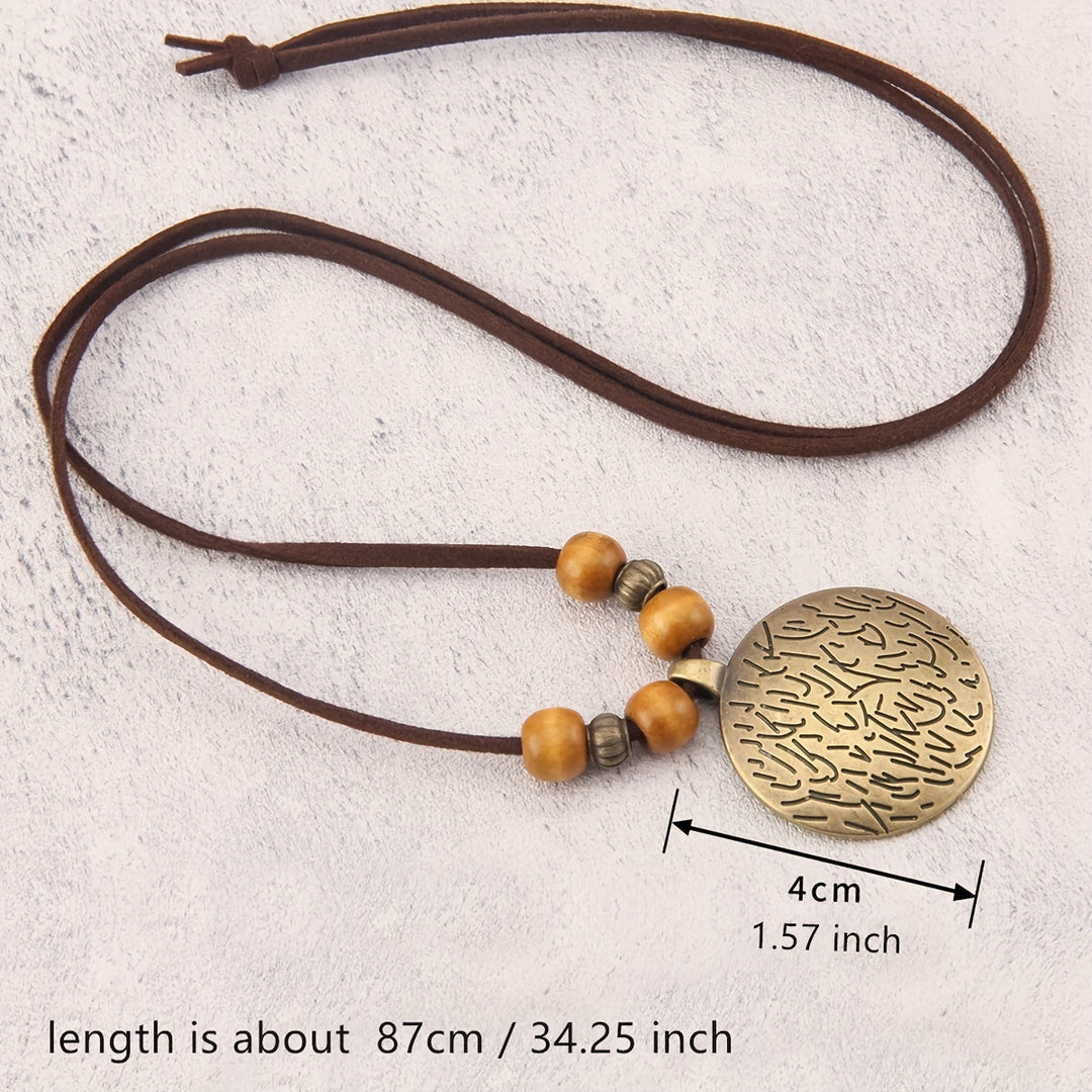 Vintage Twelve Constellations Wooden Beaded Pendant Necklace