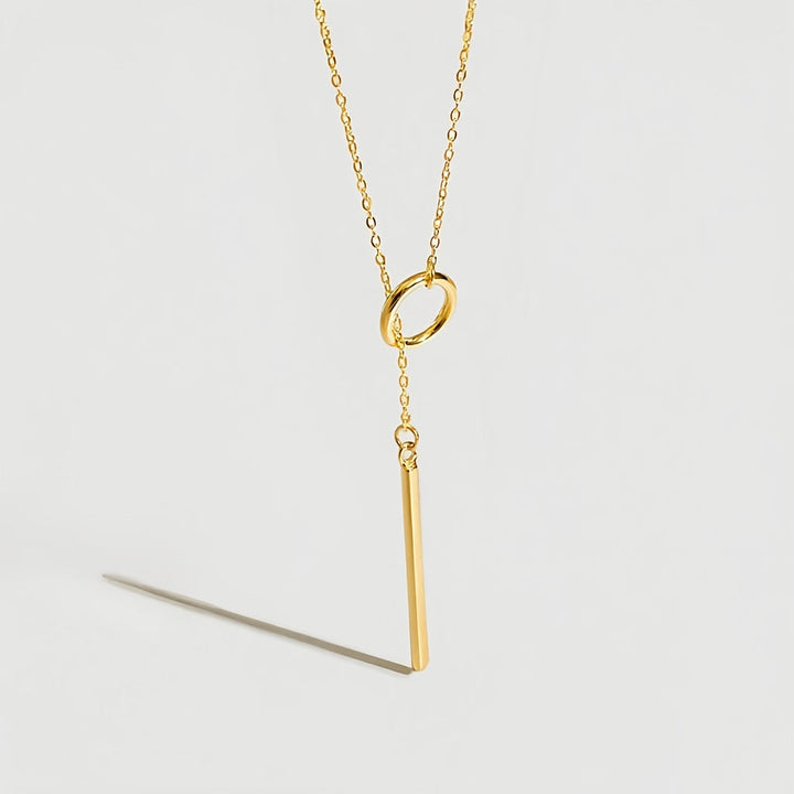 Modern Gold Y-Drop Necklace in Stainless Steel