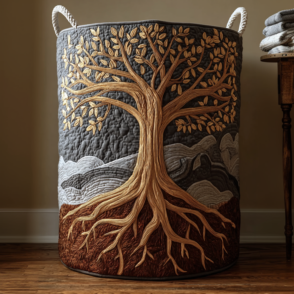Everlasting Tree quilted storage basket