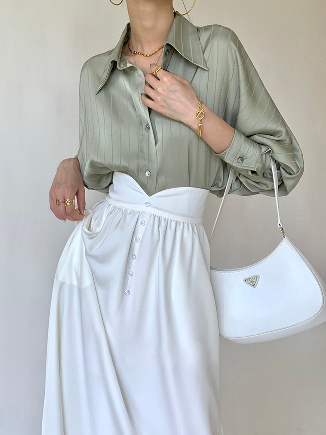 Elara Oversized Button-Up Collared Shirt
