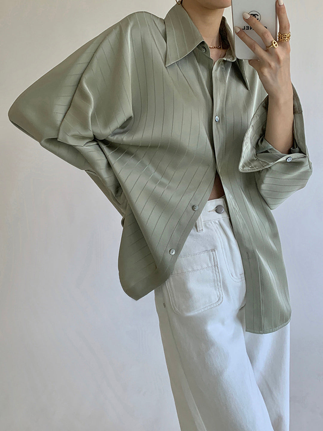 Elara Oversized Button-Up Collared Shirt