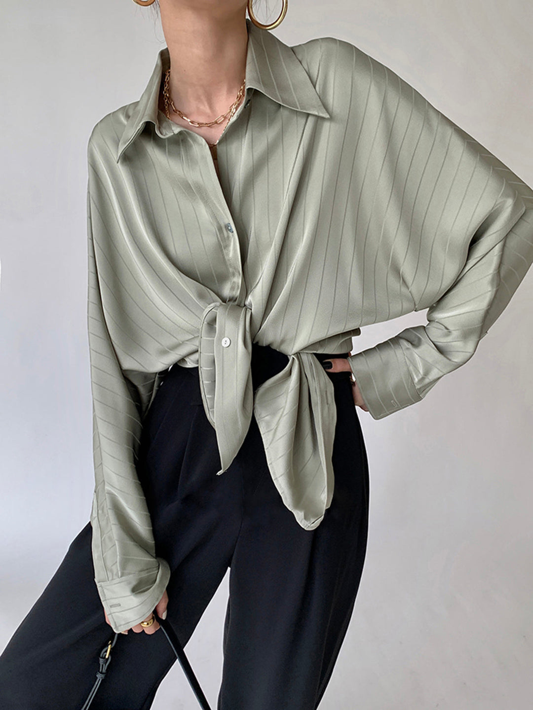 Elara Oversized Button-Up Collared Shirt