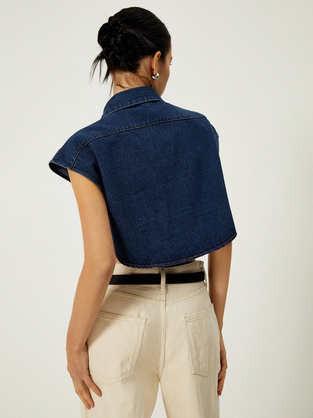 Lira Denim Pocket Turn-Down Collar Vest