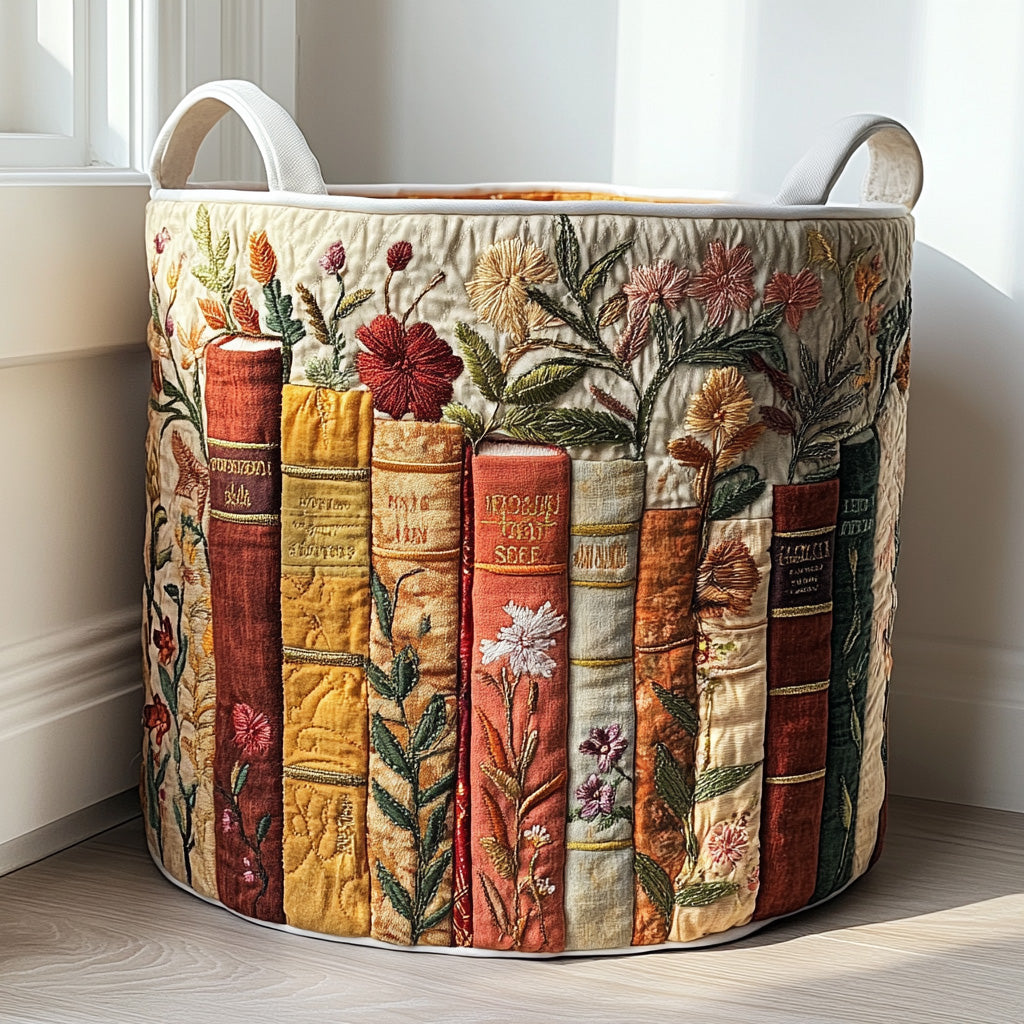 Literary Garden quilted storage basket