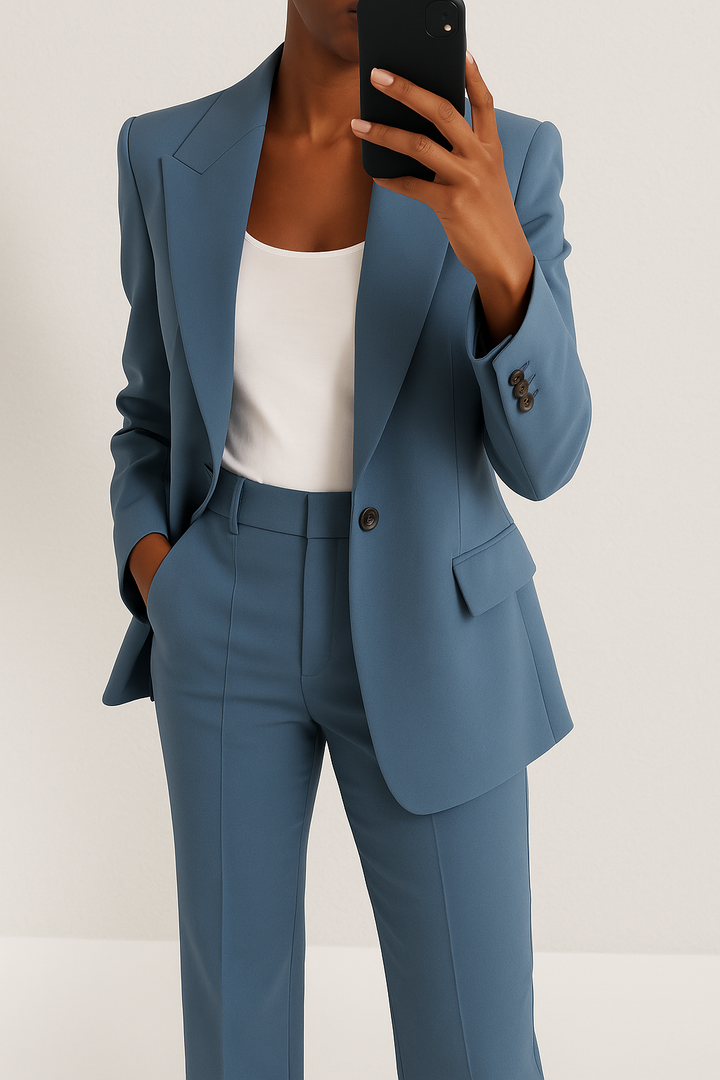 Patrizia tailored two-piece trouser suit – blazer and straight-leg trousers