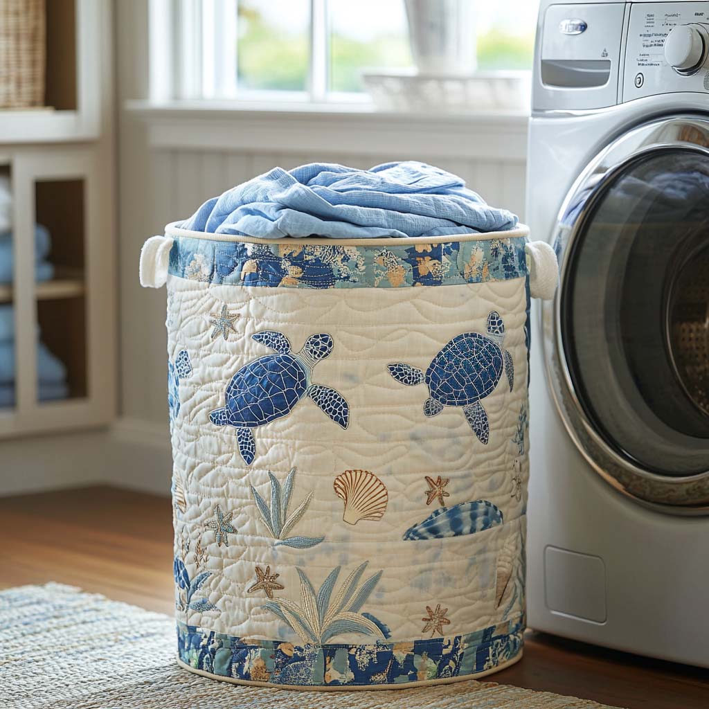 Coastal Calm quilted storage basket