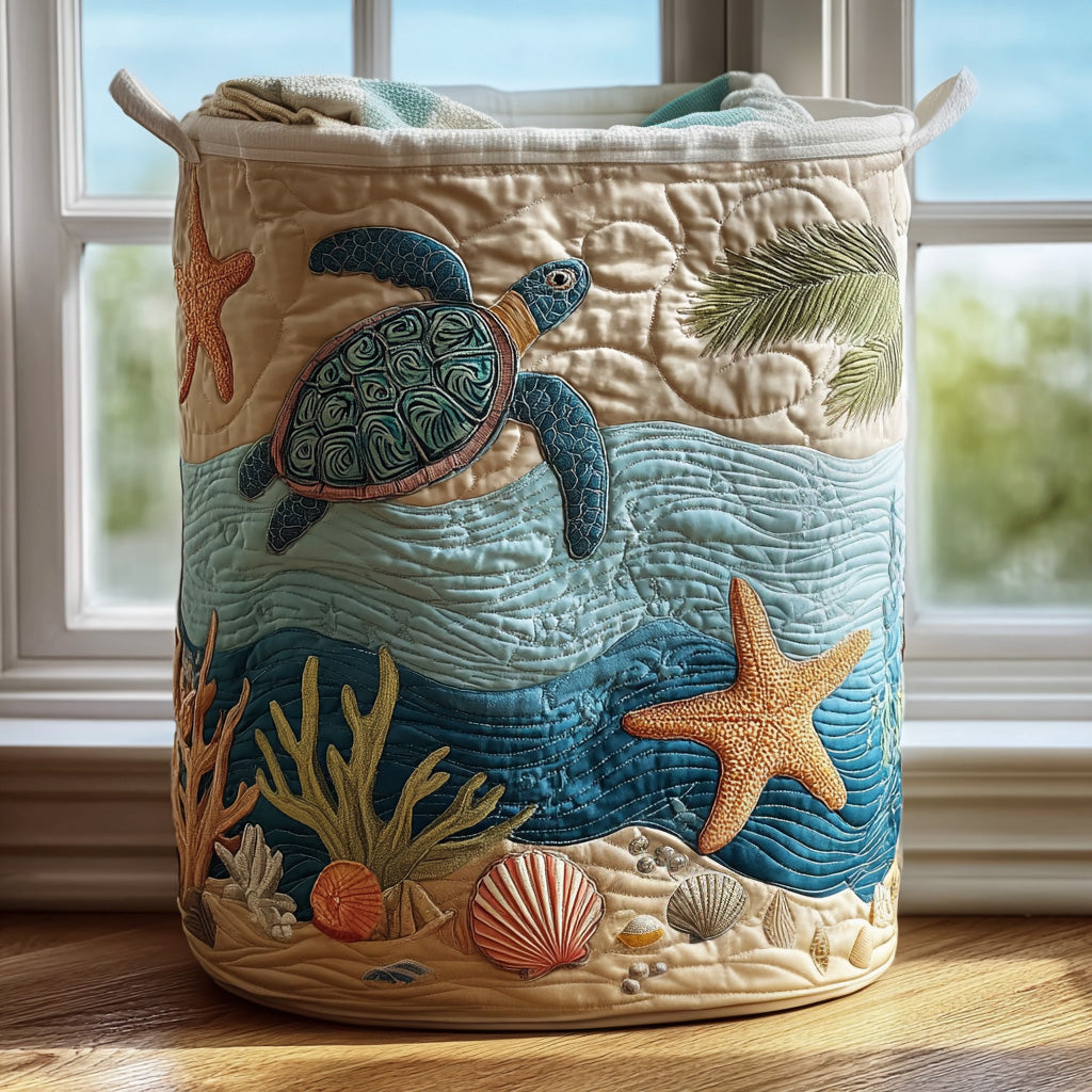 Coral quilted storage basket