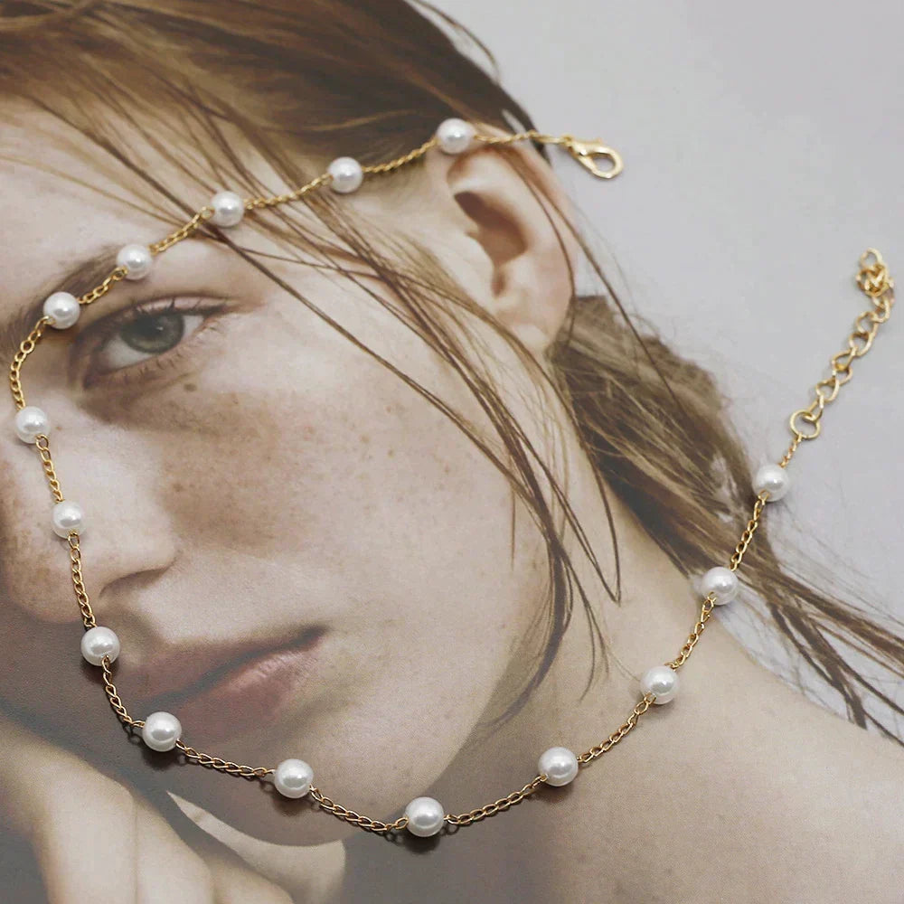Elegant Small Pearl Gold Plated Necklace