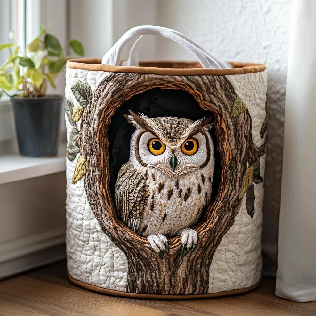 Owl quilted storage basket