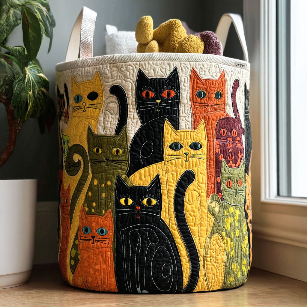 Cat Carnival quilted storage basket
