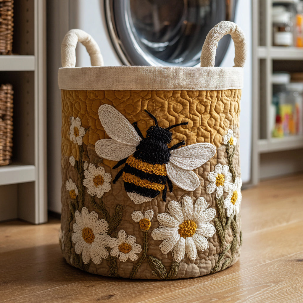 Bee quilted storage basket