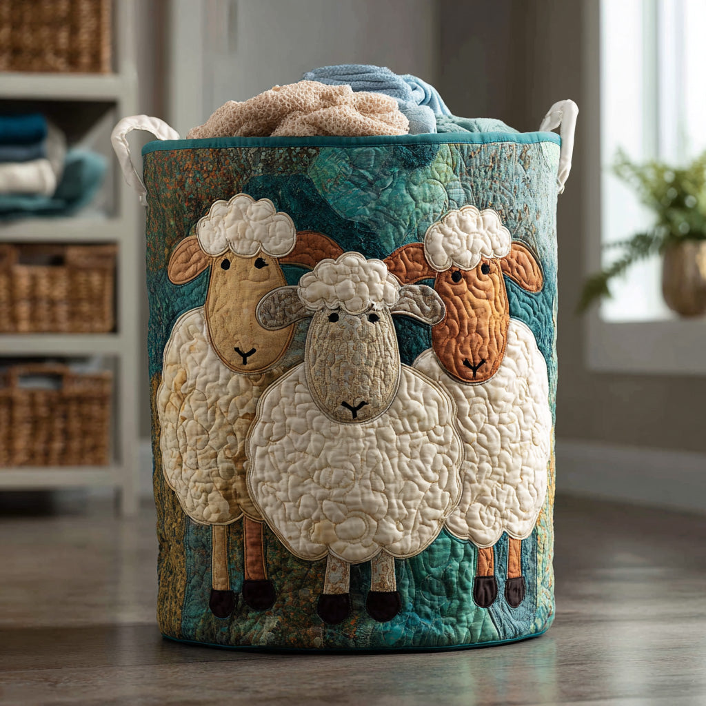 Happy Sheep quilted storage basket