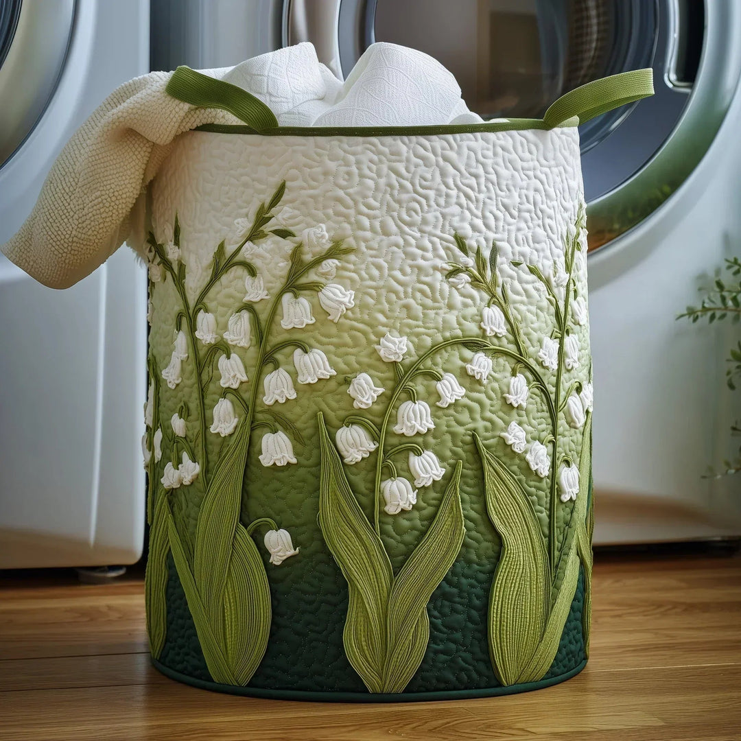 Lily of the Valley quilted storage basket