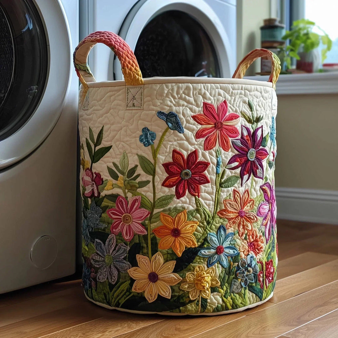 Wildflower Fields quilted storage basket