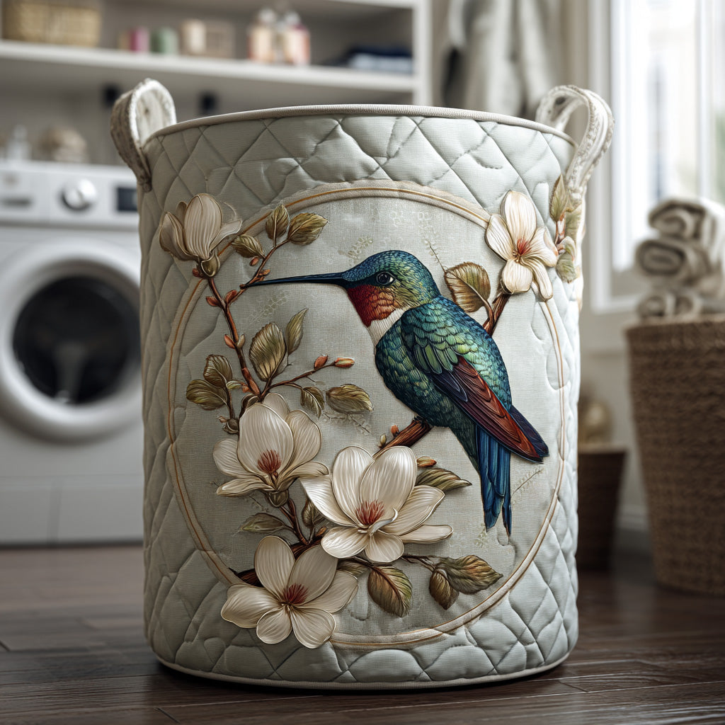 Hummingbird quilted storage basket