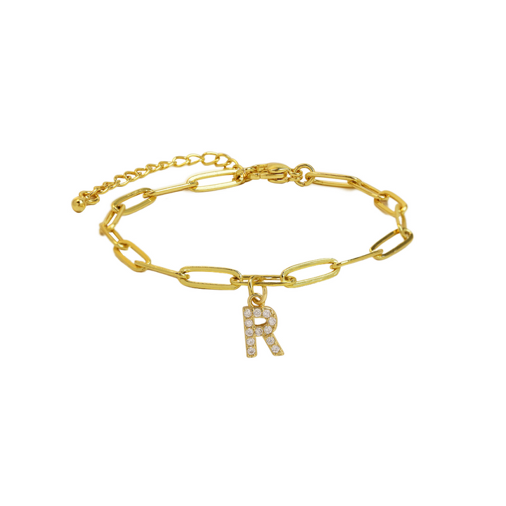 Dainty Paperclip Letter Initial Bracelet