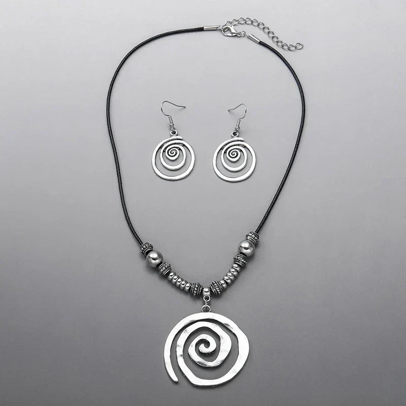 Bohemian Spiral Necklace and Earrings Set