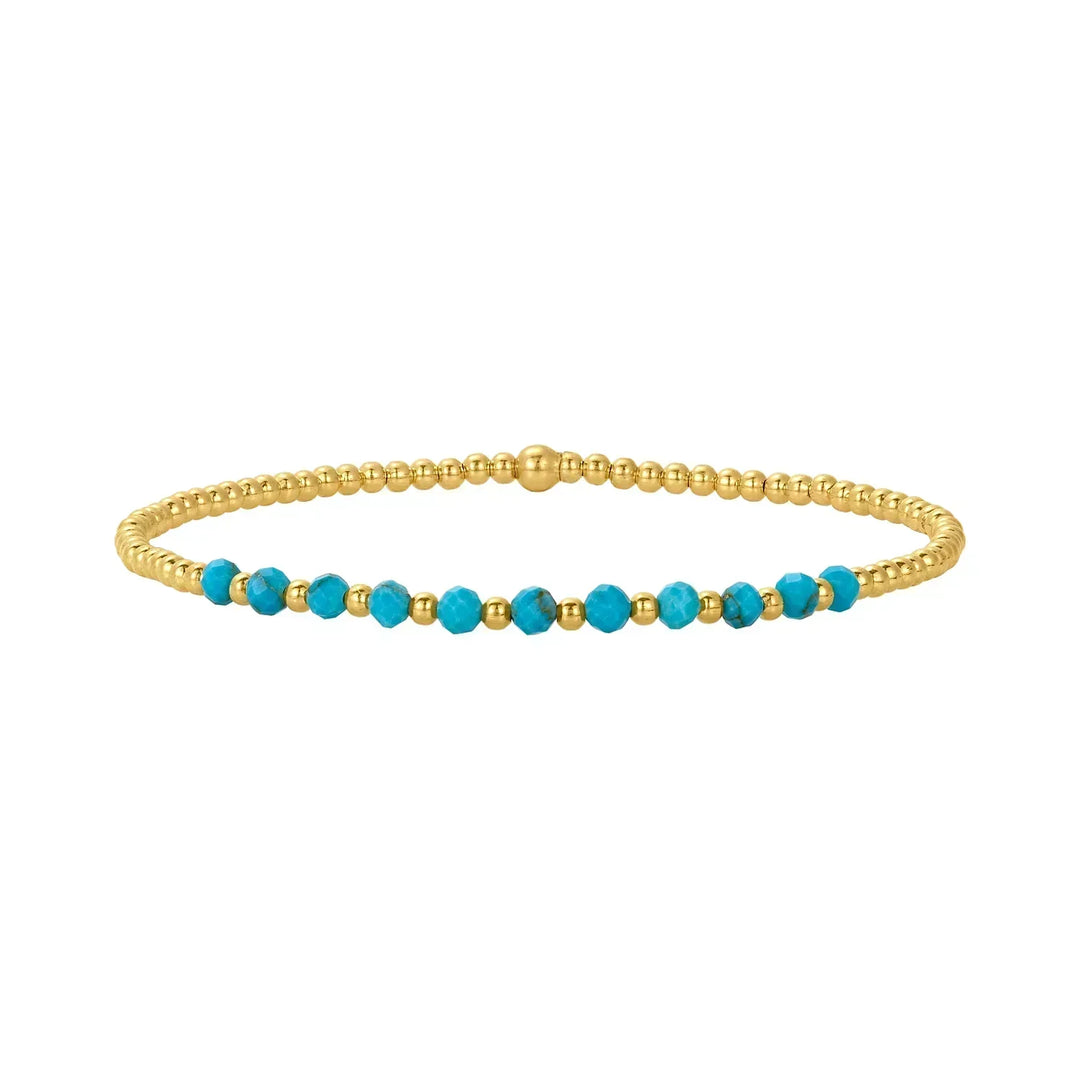 Chic Gold Tone Turquoise Beaded Bracelet