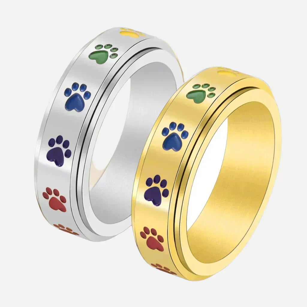 Thea Spinner Ring with Rainbow Paws