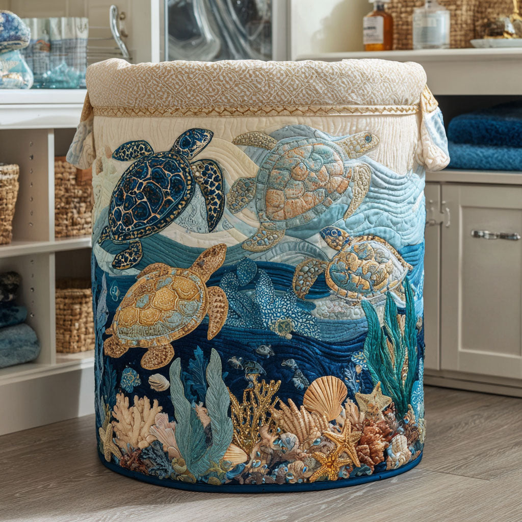 Turtles quilted storage basket