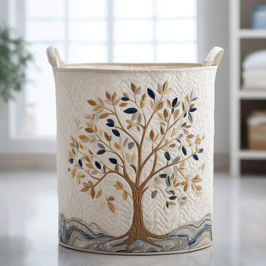 Blossoming Tree quilted storage basket