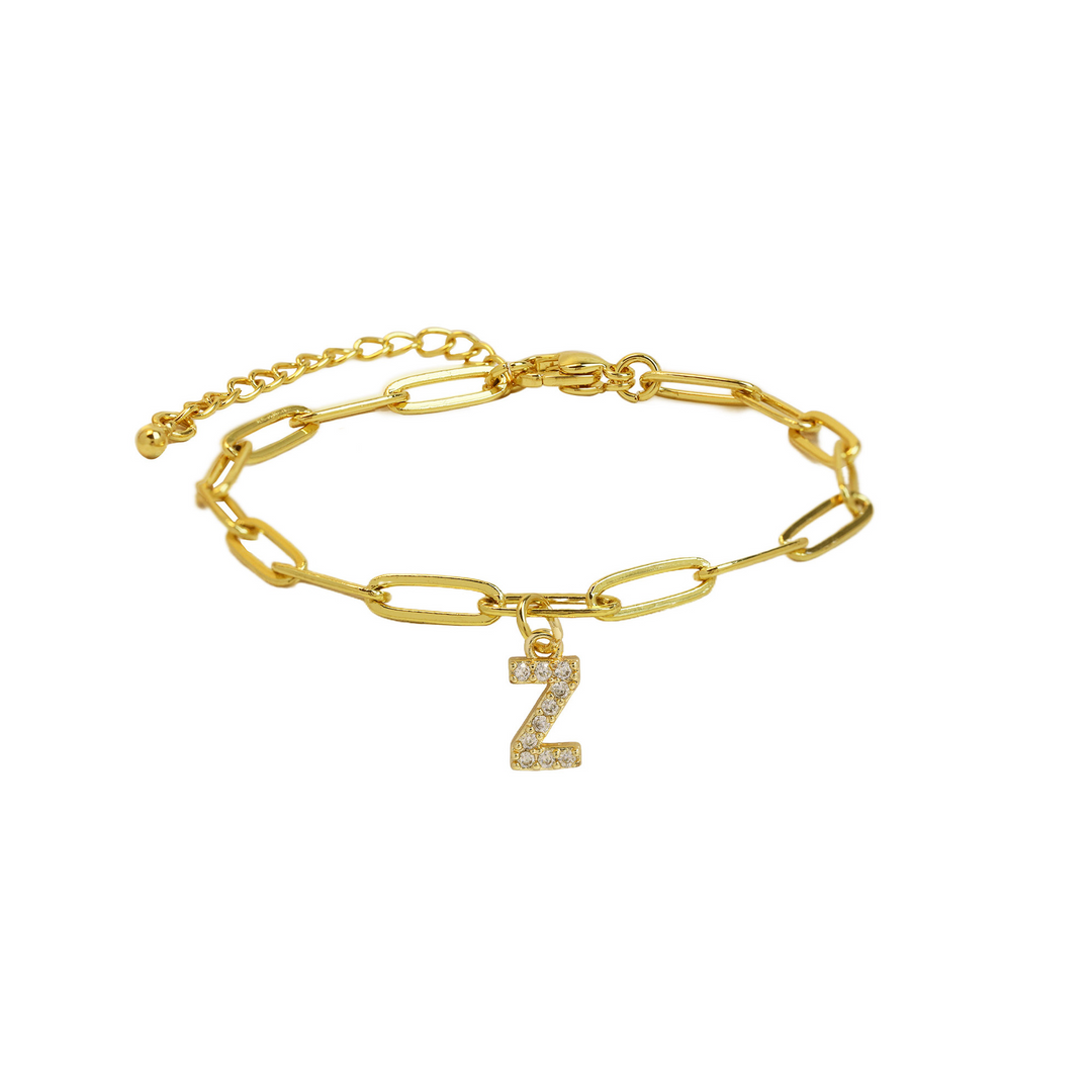 Dainty Paperclip Letter Initial Bracelet