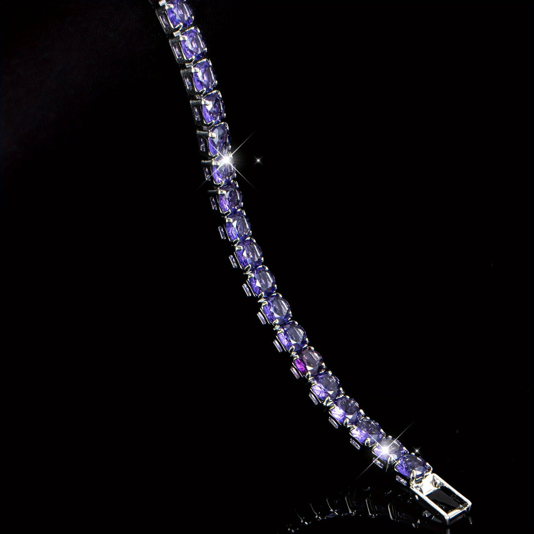 Elegant Boho Purple Zirconia Crystal Tennis Bracelet
